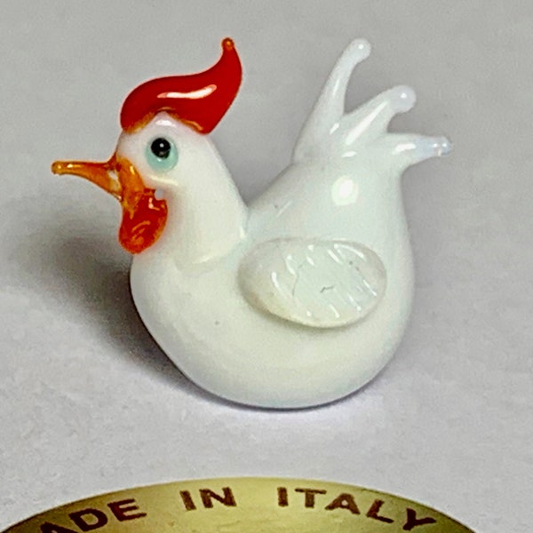 Murano glass chicken miniature made in Venice