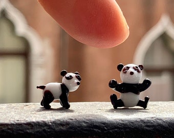 Figurine de panda. Miniature in vetro di Murano, statuette et sculpture peintes à la lumière de Venise. Animali e tante idee regalo