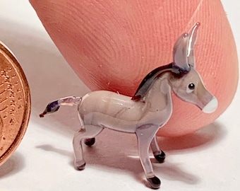 Asino in vetro di Murano autentico in miniatura da collezione. Guarda le statuette e le sculture in vetro realizzate da me a Venezia