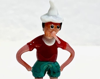 Italian character Pinocchio, genuine Murano glass art figurine made in Venice, Italy, by Umberto Ragazzi