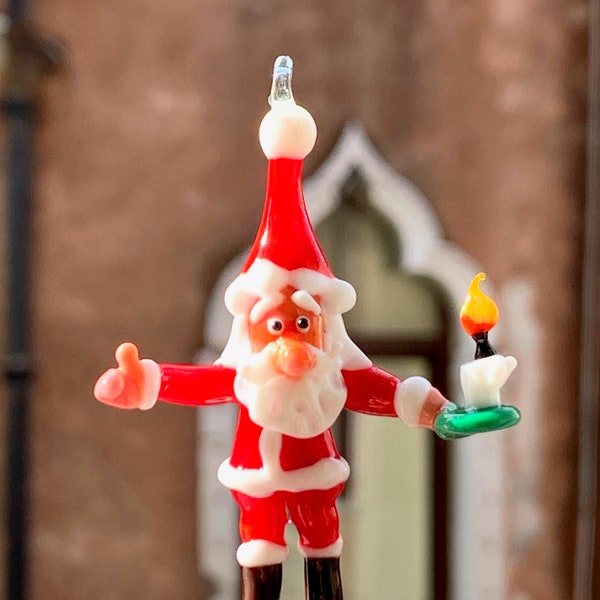 Décoration pour le sapin de Noel, Père Noël en verre de Murano, figurine fait à Venise