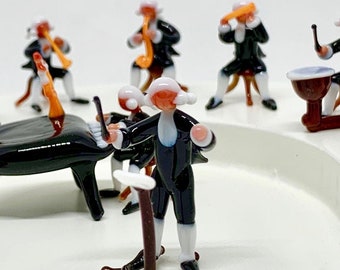 Direttore d'orchestra musicista in vetro a lume di Murano orchestrale banda musicale statuetta figurina miniatura orchestra regalo Venezia