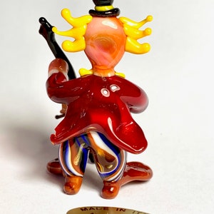 Clown contrebassiste en verre de Murano fait à Venise, lampe au chalumeau image 4