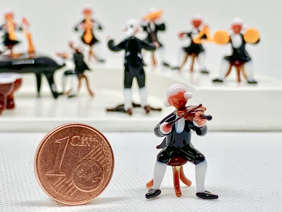 Violinista in vetro a lume di Murano statuetta figurina miniatura orchestrale banda musicale regalo violino viola