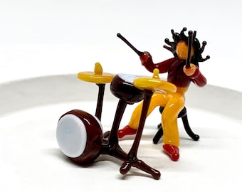 Regalo ideale per musicisti, Batterista suonatore Orchestra banda, vetro a lume di Murano Venezia collezionista statuetta miniatura