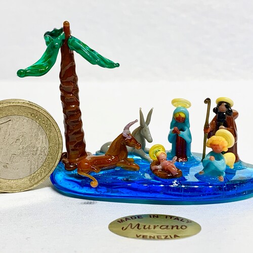 Nativity Set Murano Glass Italian Complete Scene Crib Made Etsy