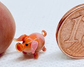 Tiny pig, Genuine Murano glass piglet I make glass figurines in  Venice since 1974