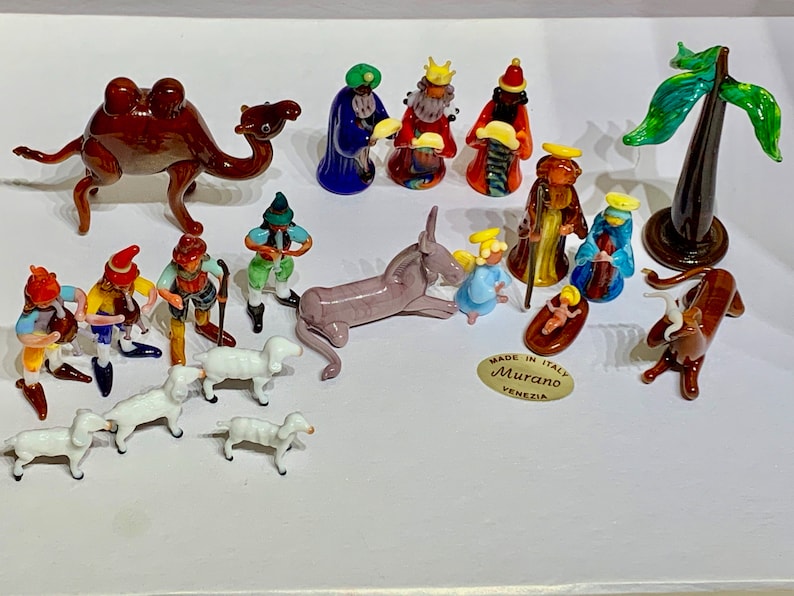 Nativity Set Murano Glass Italian Complete Scene Crib Made Etsy UK
