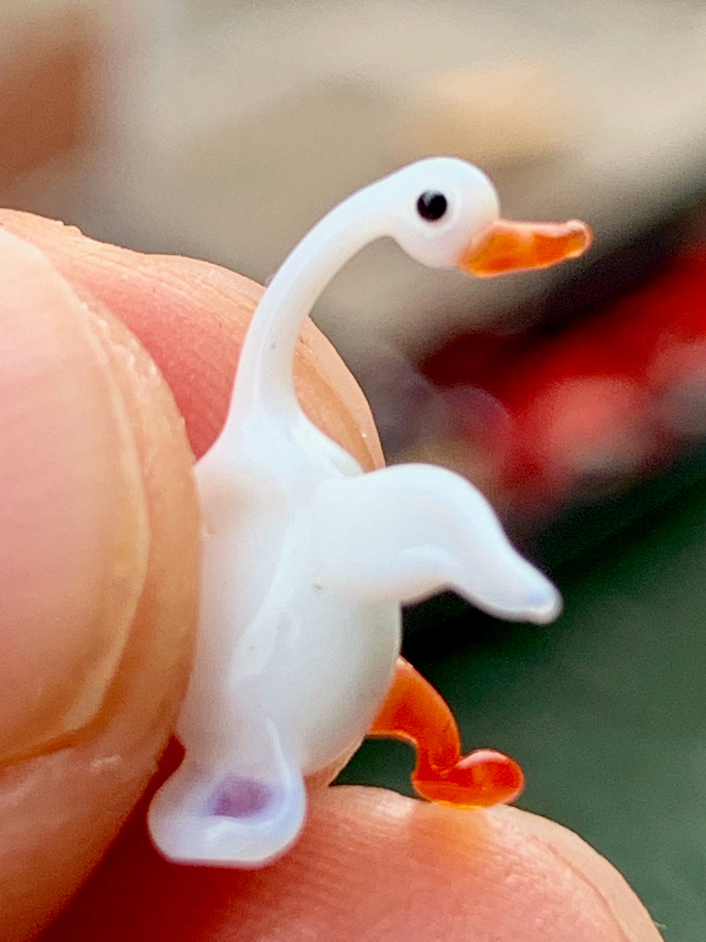 Little Goose, Micro Glass Animal Figurine, Sculpture, Statuette