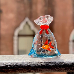 Murano Glass Goldfish, Red Fish in a Bag of Water Miniature. Figurine Made  in Venice. See My Statuettes Lampwork Glass Sculptures of Animals 