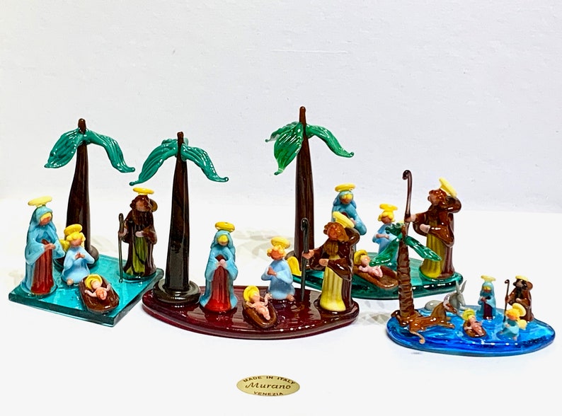 Christmas Nativity Small Murano Glass Miniature Nativity Set Etsy