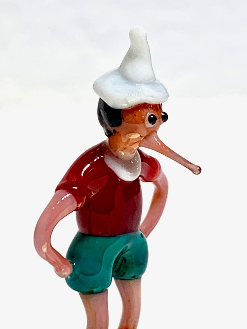 Pinocchio miniature en verre de Murano fait au chalumeau à Venise par Umberto Ragazzi image 2