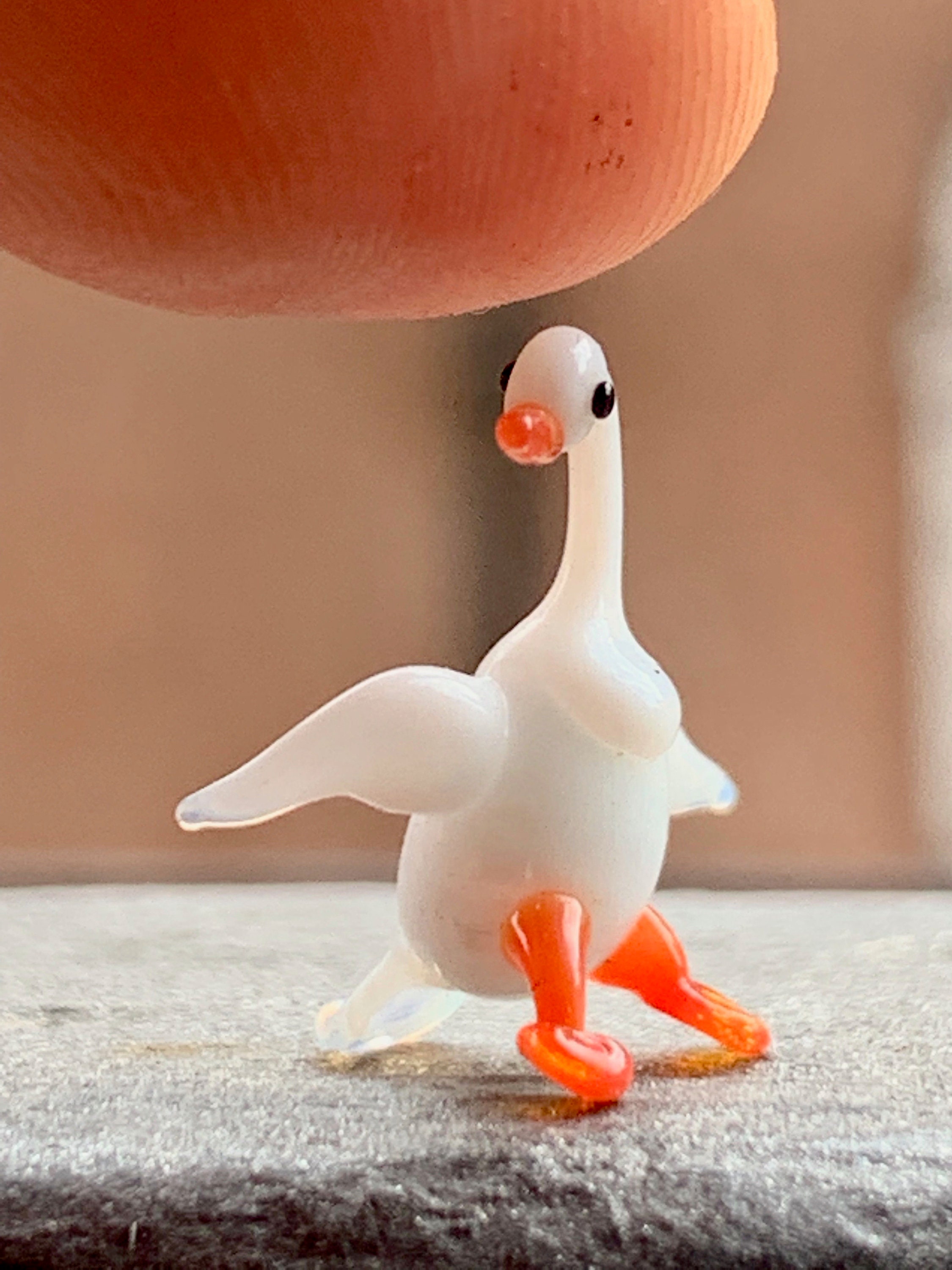 Little Goose, Micro Glass Animal Figurine, Sculpture, Statuette