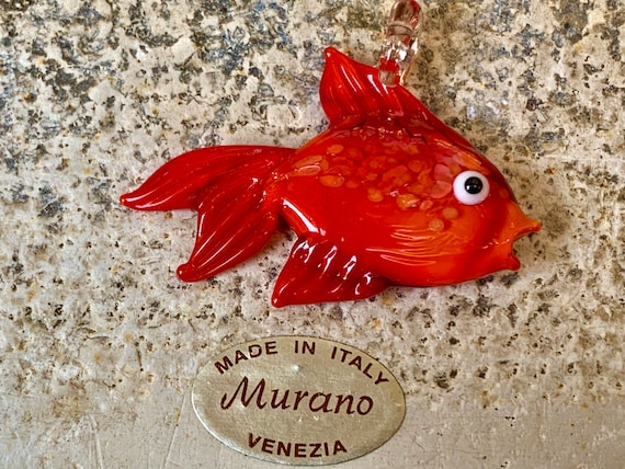 betaling Lee Pilfer Murano glas kleine goudvis hanger rode vis lamp bewerkt in - Etsy Nederland