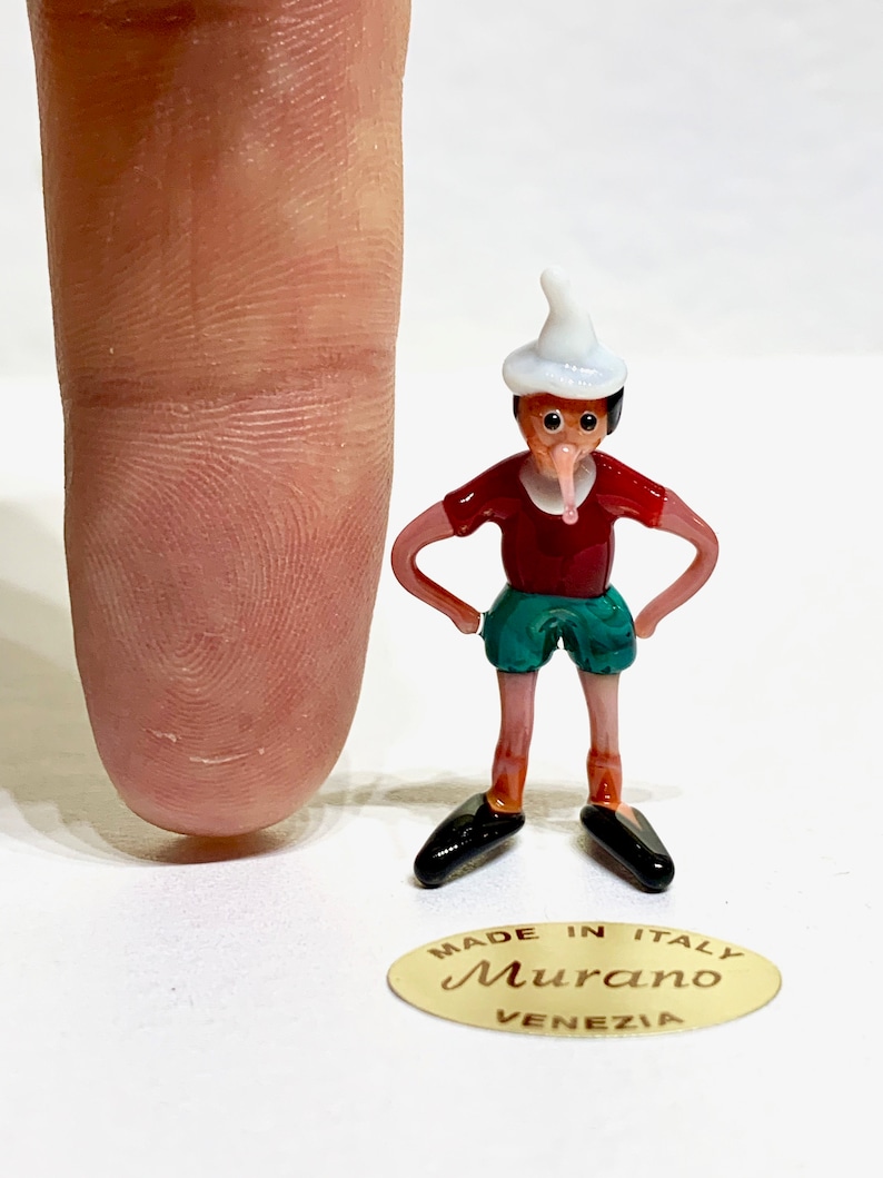 Pinocchio miniature en verre de Murano fait au chalumeau à Venise par Umberto Ragazzi image 3
