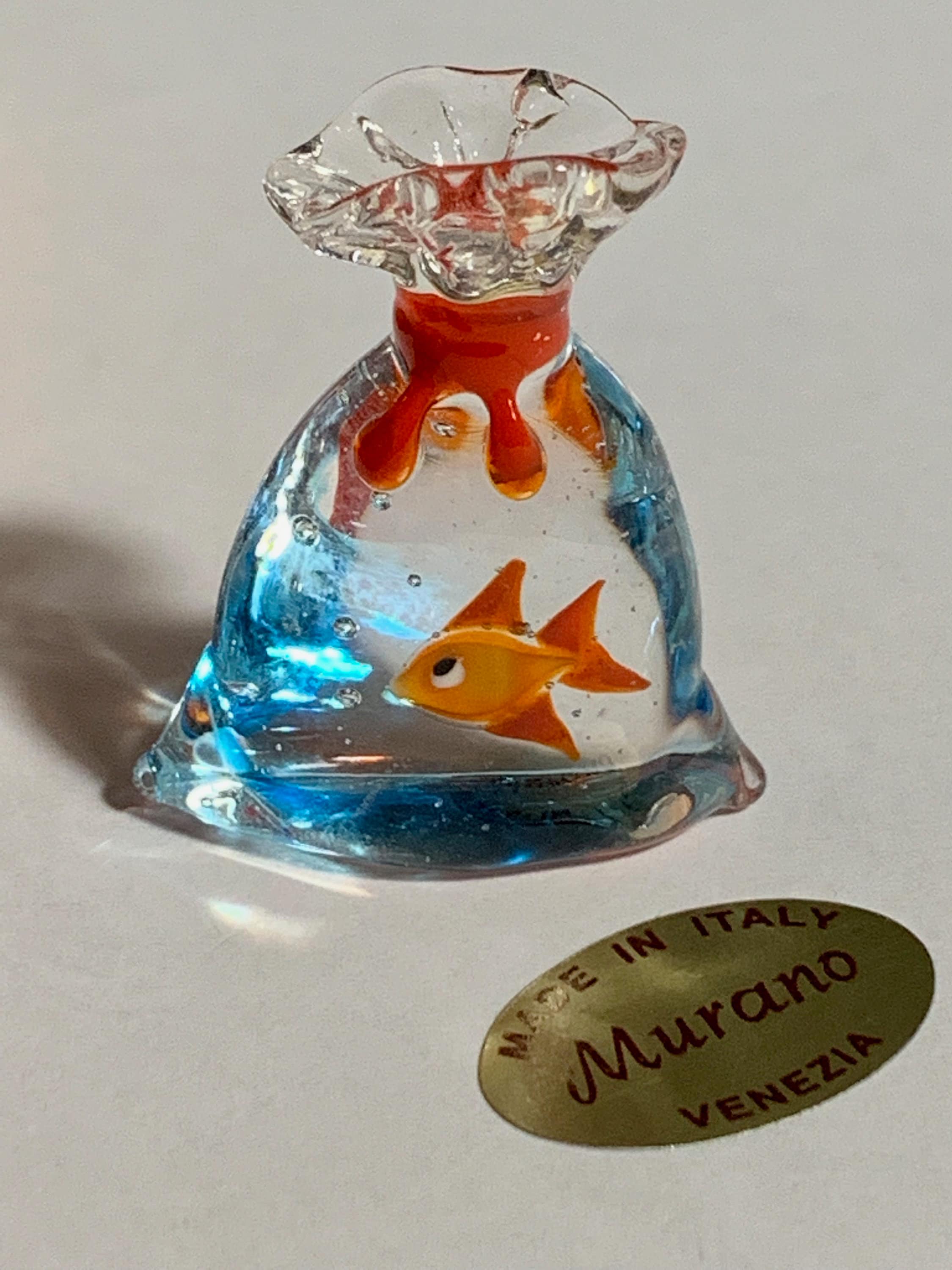 Murano Glass Goldfish Red Fish in a Bag of Water Miniature. Etsy UK
