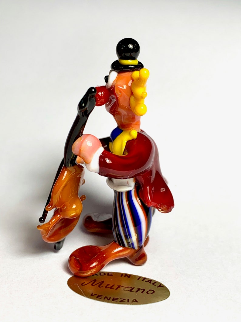 Clown contrebassiste en verre de Murano fait à Venise, lampe au chalumeau image 3