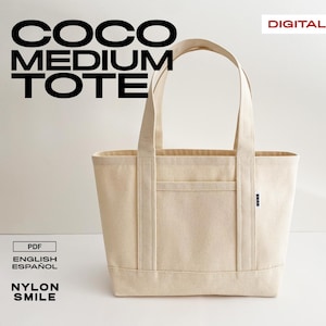 Coco Medium Tote, Sewing Pattern, PDF Digital Bag Pattern, Handbag Pattern, Medium Size, Denim Bag, Canvas Tote Bag