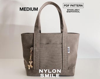 Medium Tote Bag Pattern | Everyday Tote Bag with Pockets | PDF Sewing Pattern | Canvas tote bag | Denim bag | COCO