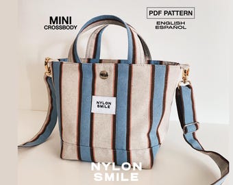 Mini Tote Bag Pattern | Crossbody Bag PDF Sewing Pattern | Adjustable Strap | Removable Strap | 2-in-1 Tote | SMILEY