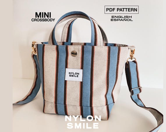 Patrón Mini Tote Bag PDF | Patrón Bolso Crossbody con Correa Ajustable | Bolso de Mano 2 en 1 | SMILEY