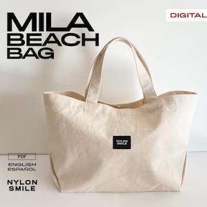 Patrón de costura Tote bag de lona grande, Patrón digital pdf de bolso Tamaño XL, Bolso para la playa oversized