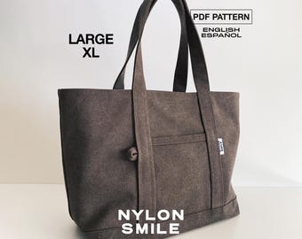 Large Tote Bag Pattern | PDF Sewing Pattern | Canvas Market Tote | Beach Tote Bag Pattern | Digital Download | XL Tote | KAIA