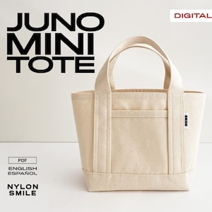 Juno Mini Tote, Small Handbag Sewing Pattern, PDF Digital Purse Pattern, Mini Canvas Tote Bag with Short Handles