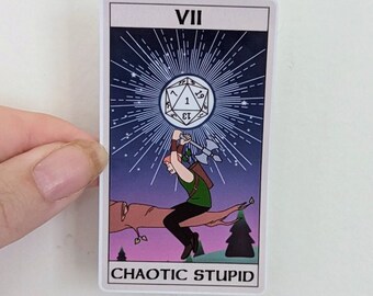 Chaotic Stupid Tarot luz de luna nocturna / D20 / impermeable / vinilo / laminado