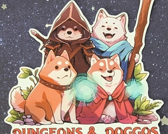 Dungeons and Doggos  |  waterproof | sparkle, holographic | dungeons and dragons | tabletop