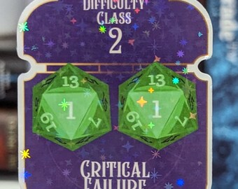Critical failure with advantage | bg3 inspired | waterproof | sparkle, holographic or glossy