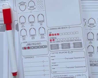 Daggerheart pocket character sheet booklet | 8 page mini booklet character sheet