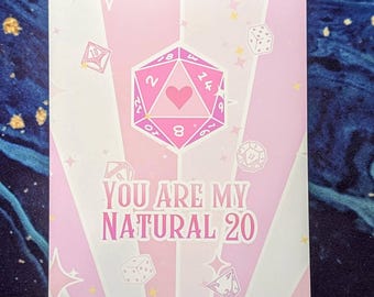 Du är min naturliga 20 | D20-hälsningskort för årsdagar eller alla hjärtans dag | Dungeons and Dragons | DND | kritisk | levereras med kuvert