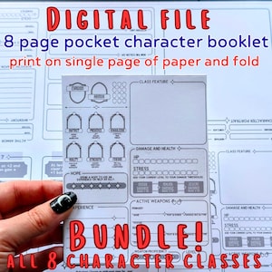 Daggerheart  pocket character sheets BUNDLE | 8 sheets | all classes | - printable download