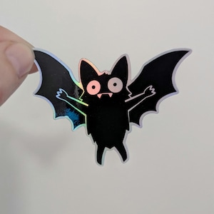 Morcego preto Derppy | silhueta | morcego vampiro em voo | à prova d'água | vinil | laminado