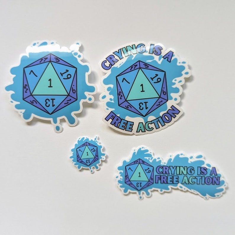 Crying is a Free Action, Text Around Dice | Waterproof - Etsy