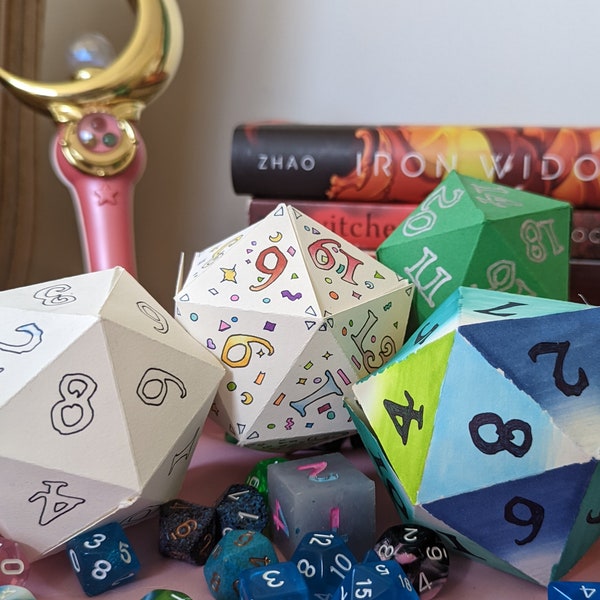 PRINTABLE Paper D20 Rollable Dice - Digital Product