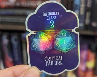 Critical failure with advantage | bg3 inspired | waterproof | sparkle, holographic or glossy