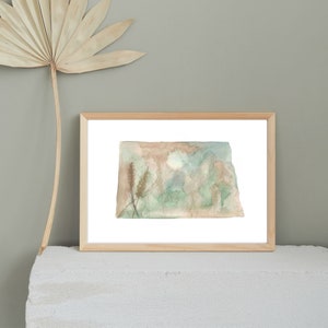 North Dakota state watercolor painting wheat, natural, neutral. North Dakota outline, Gift for mom, dad, wedding, closing, graduation, home
