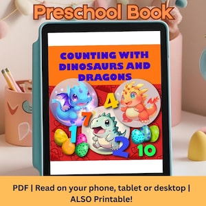 Preschool Book, Counting and Numbers with Dinasaurs Printable PDF Ebook | Fun Activities for Kids | Educational worksheets for toddlers