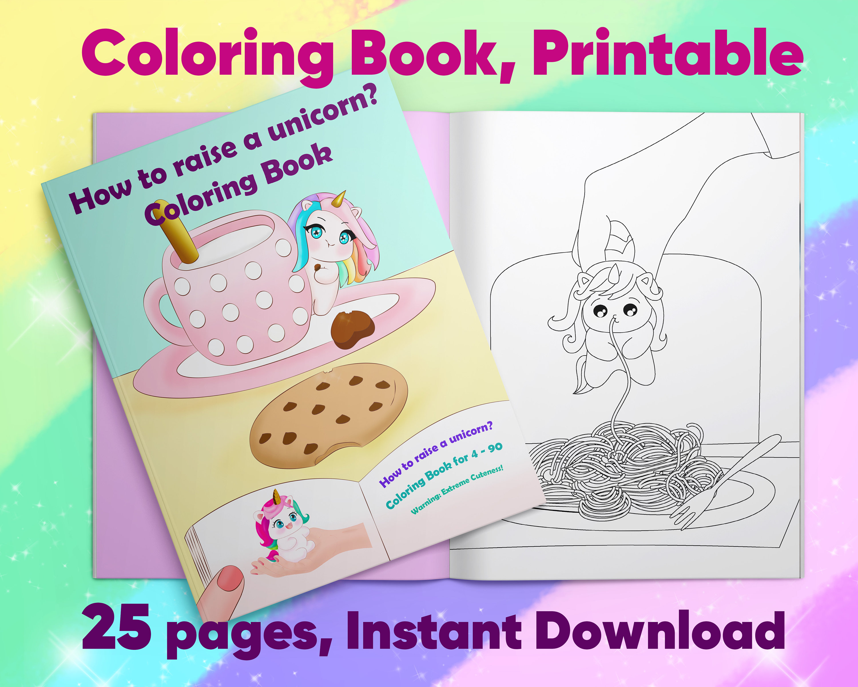 Unicorn Coloring Book Unicorn Printable Coloring Page for Kid Coloring ...
