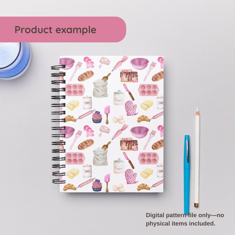 Cute Baker Watercolor Seamless Pattern – Pink Baking Tools, Cake, Bread ...