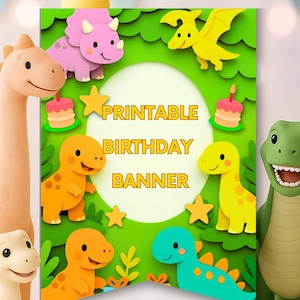 Printable Dinosaur Birthday Banner, Dinosaur Bunting, Cute Dinosaur Garland,  Dinosaur Party Decor , Instant Download, Boy birthday Decor