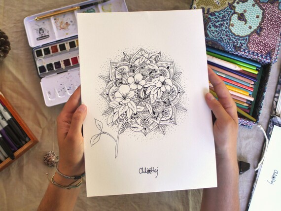 Mandala Fleur De Cerisier Dessin à Colorier