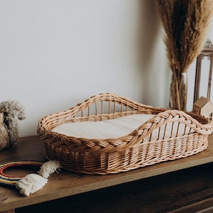 Baby Changing Basket with linen sheet, Organic Baby Changing Basket, Diaper Changing Basket and Pad