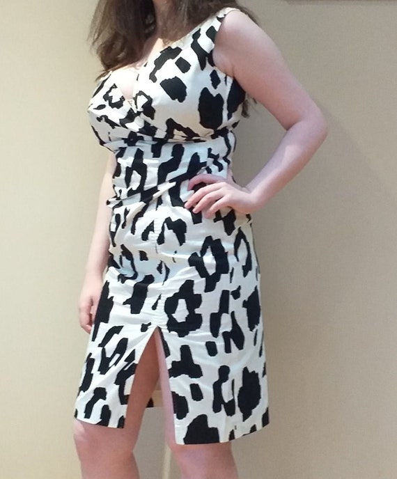 escada black and white dress