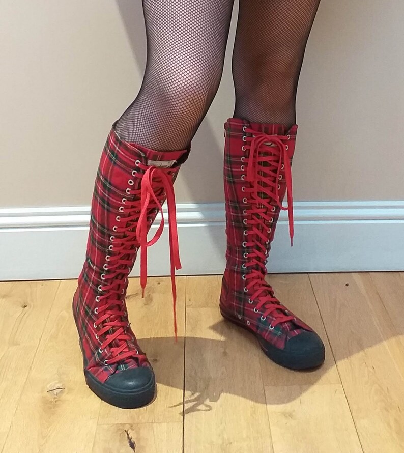 red knee high converse