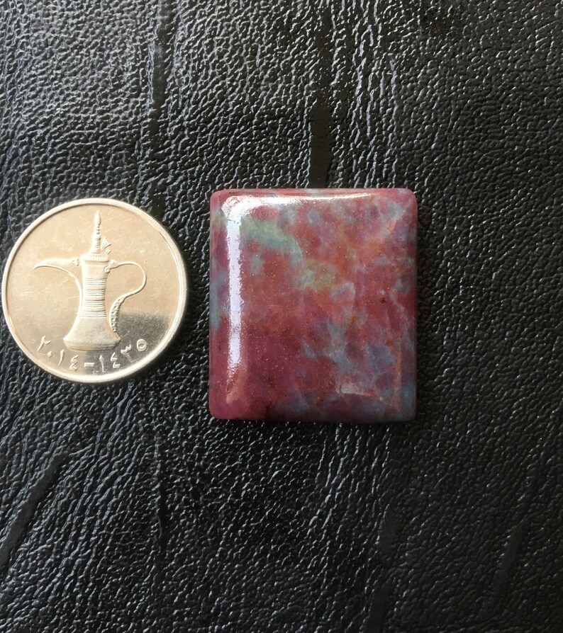 Top Quality Ruby Zoisite Cabochon Handmade Ruby Zoisite Square shape Cabochon Pendant Use 29X26MM One sided Polish Ruby Loose Gemstone RZ04