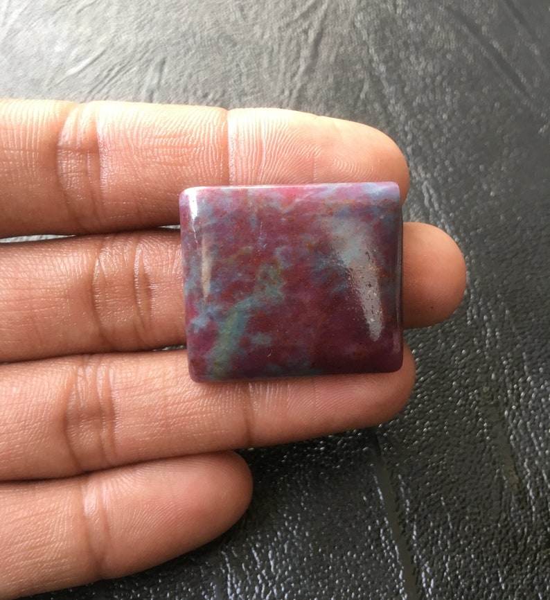 Top Quality Ruby Zoisite Cabochon Handmade Ruby Zoisite Square shape Cabochon Pendant Use 29X26MM One sided Polish Ruby Loose Gemstone RZ04