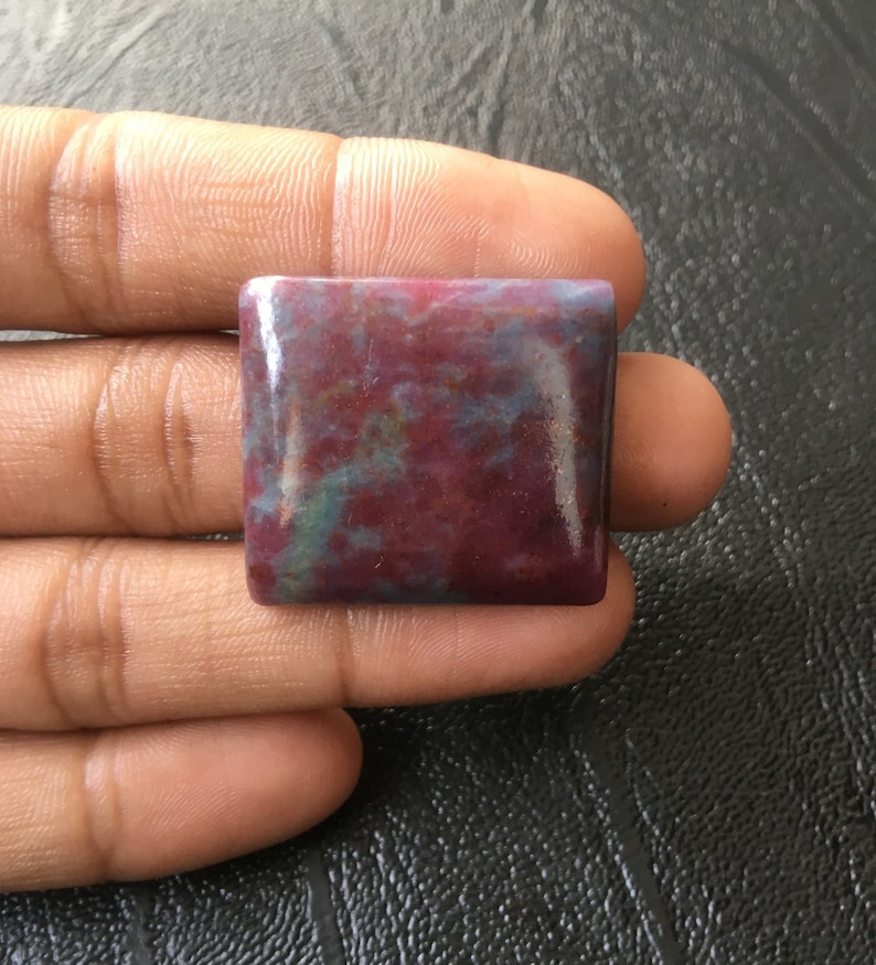 Top Quality Ruby Zoisite Cabochon Handmade Ruby Zoisite Square shape Cabochon Pendant Use 29X26MM One sided Polish Ruby Loose Gemstone RZ04